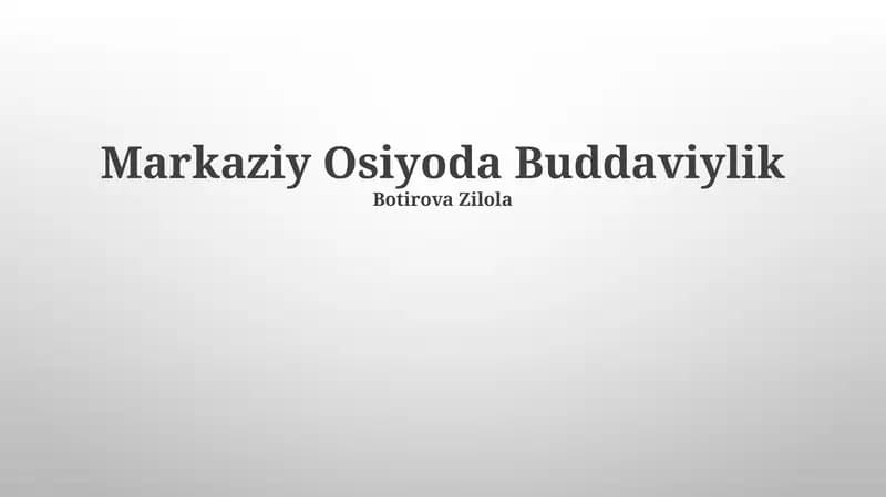 Markaziy Osiyoda Buddaviylik