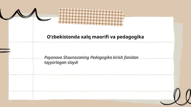 Oʻzbekistonda xalq maorifi va pedagogika