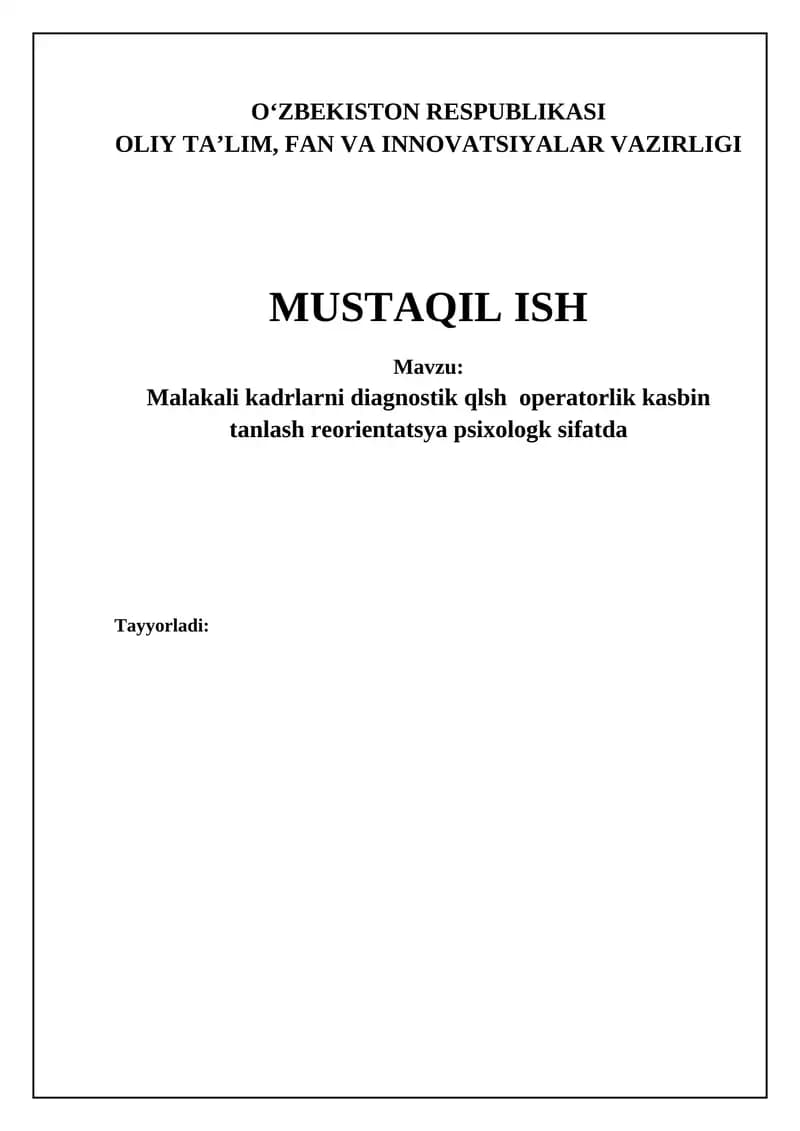 Operatorlik kasbini tanlash