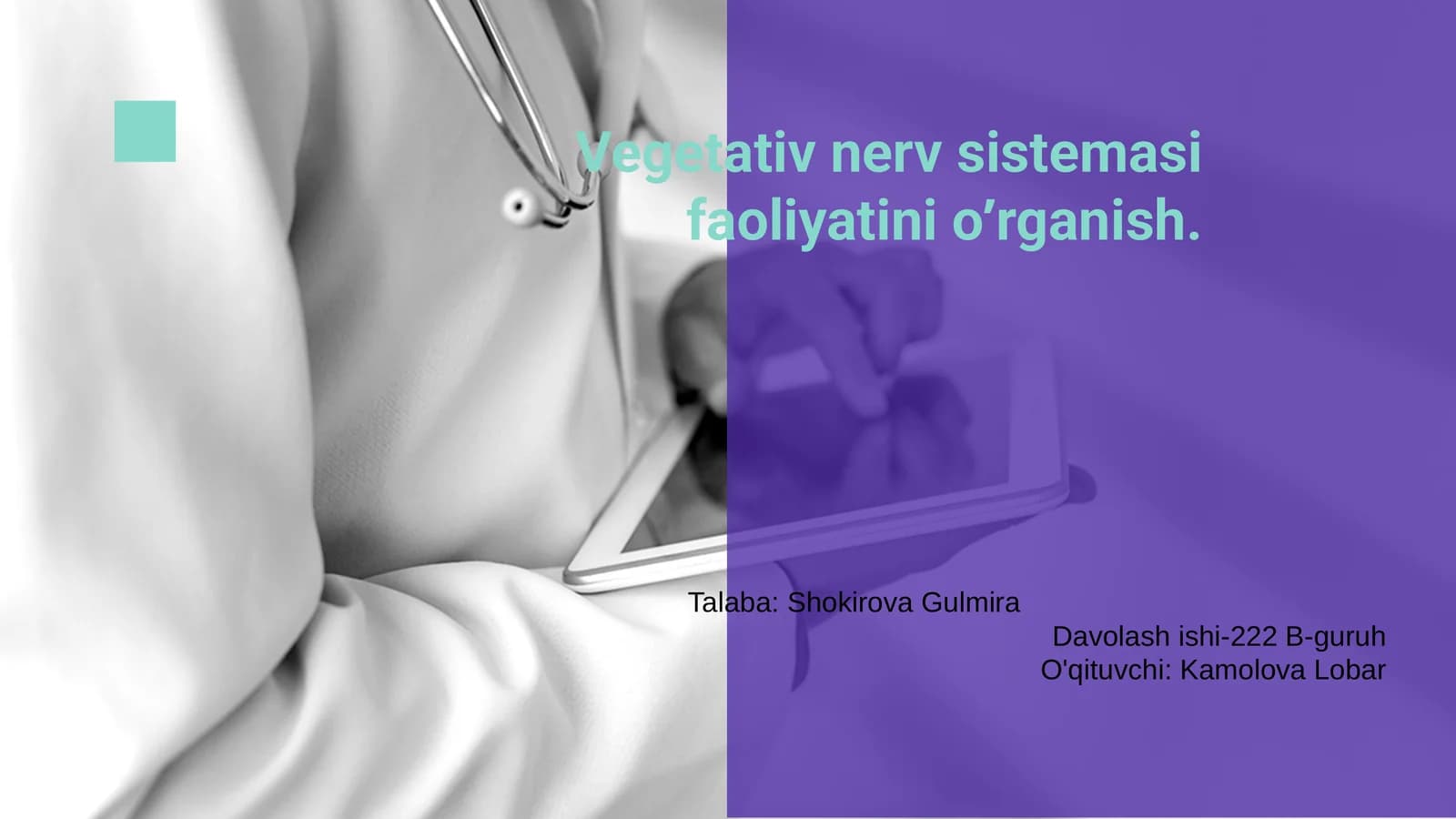 Vegetativ nerv sistemasi faoliyatini oʼrganish