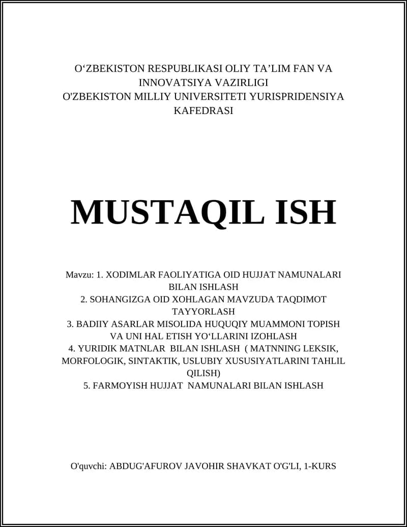 Xodimlarning mehnat shartnomasi va qo‘shimcha kelishuvlari bilan ishlash