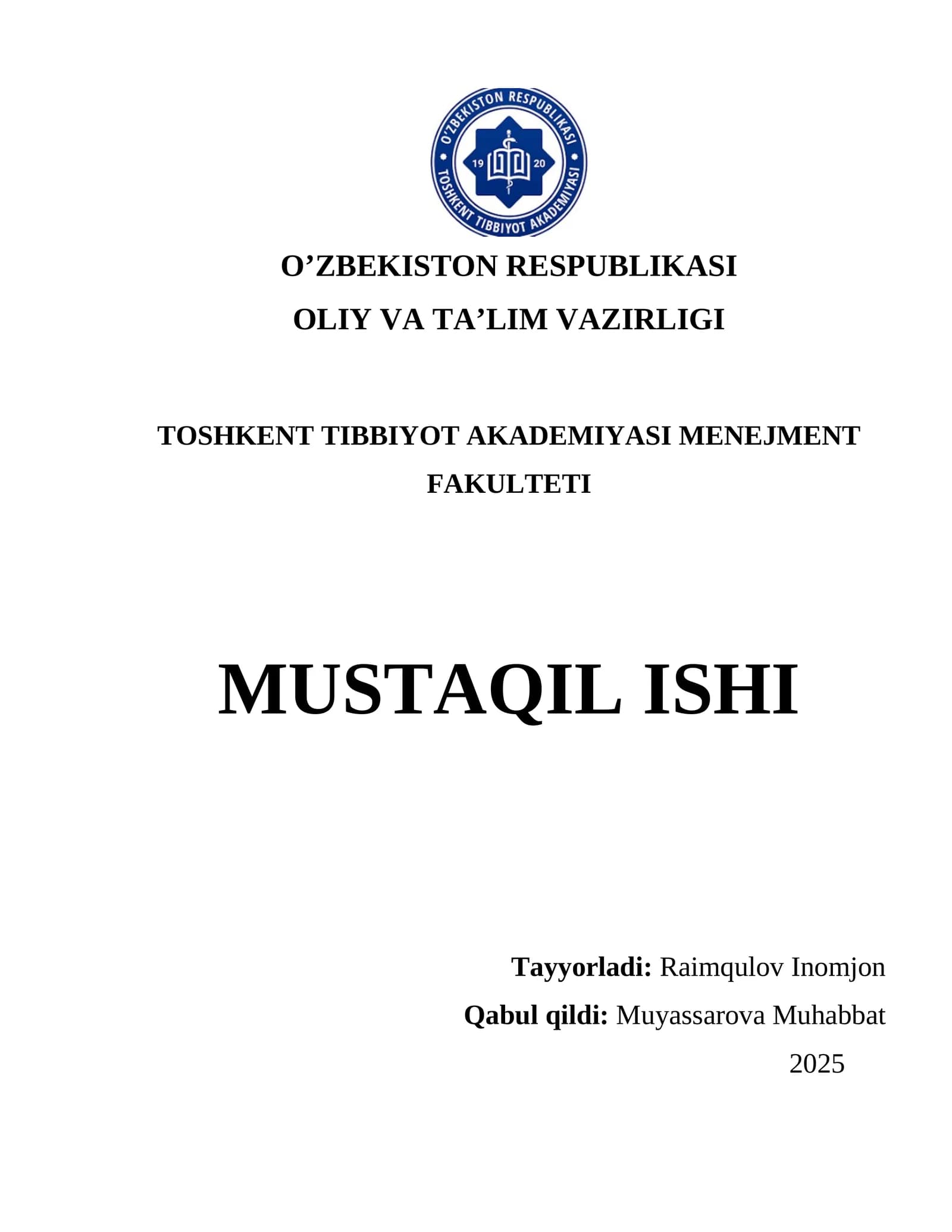 Aholining qarishi mavzusi bo‘yicha test savollari va javoblari