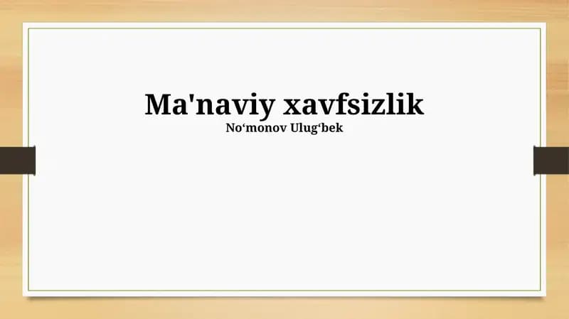 Ma'naviy xavfsizlik