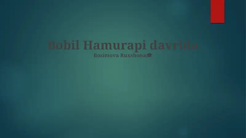 Bobil Hamurapi davrida