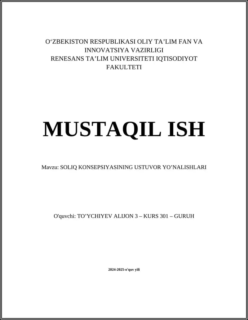 SOLIQ KONSEPSIYASI