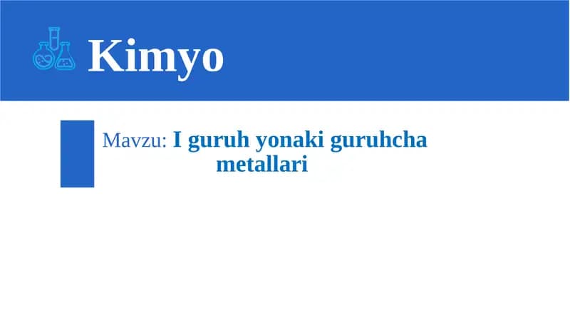 I GURUH YONAKI GURUHCHA METALLARI