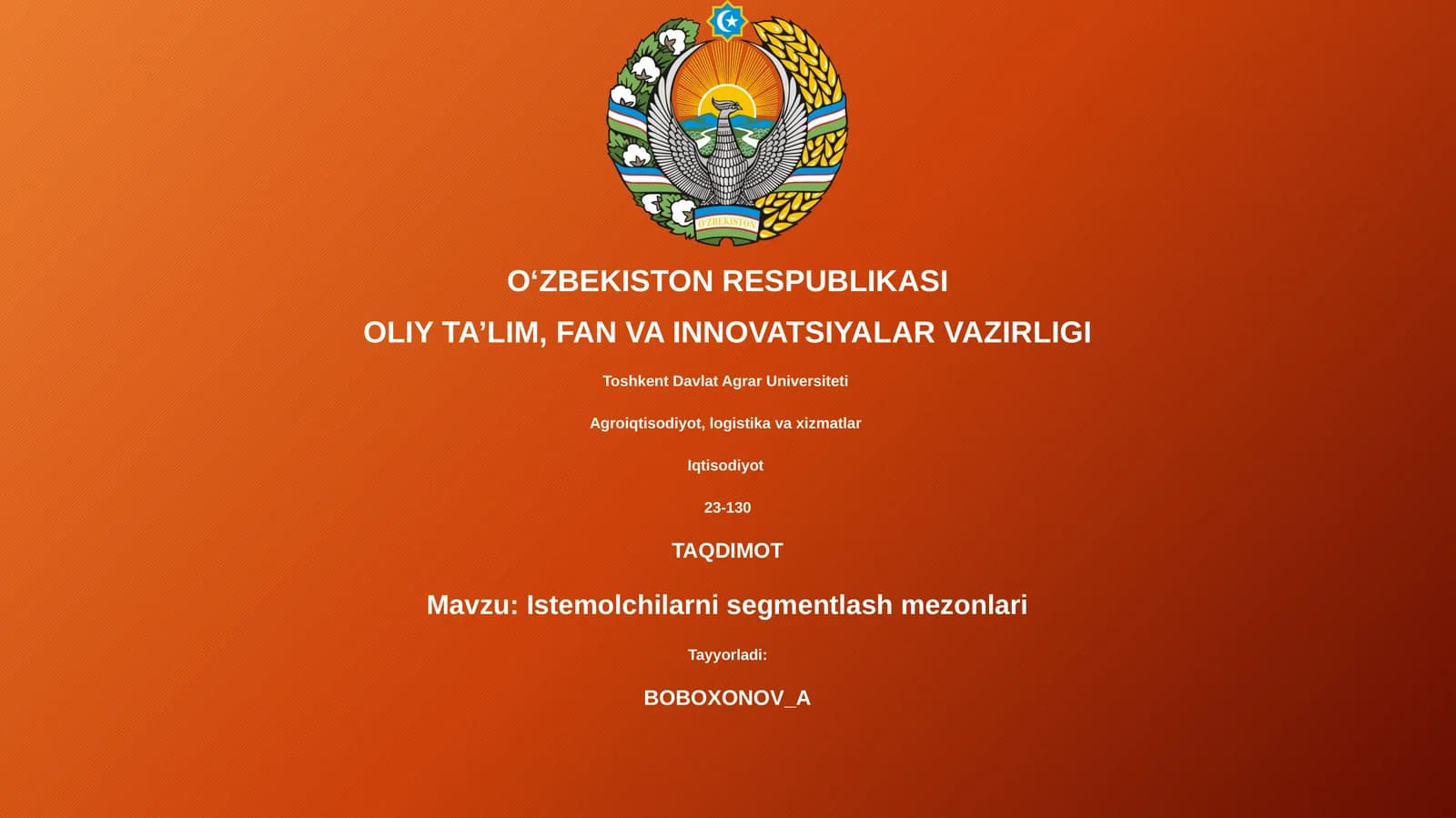 Istemolchilarni segmentlash mezonlari