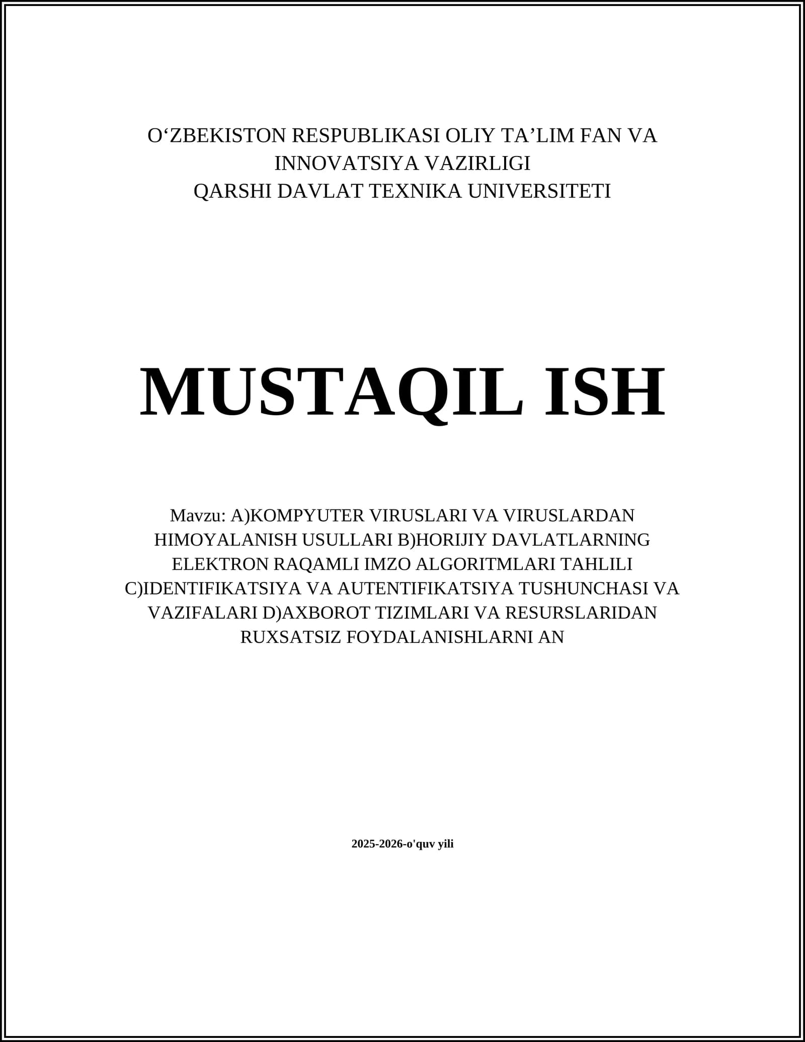 Kompyuter viruslarining turlari va tarqalish mexanizmlari