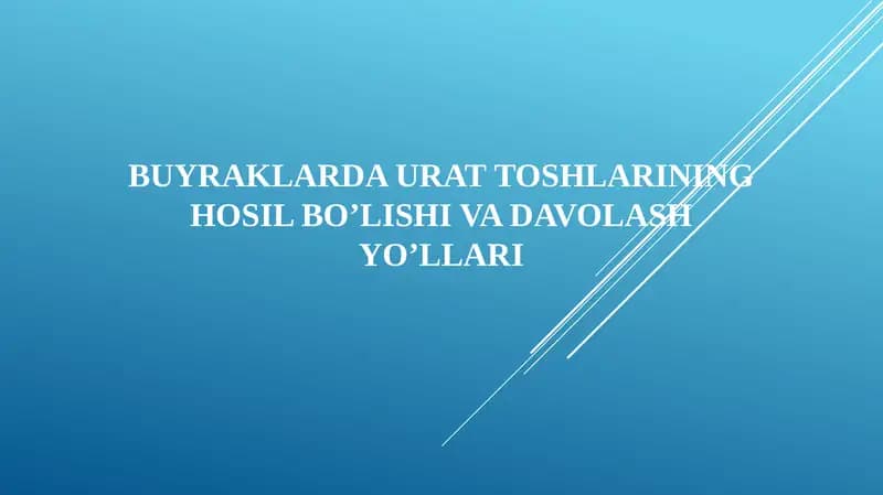 Buyraklarda Urat Toshsini Davolash