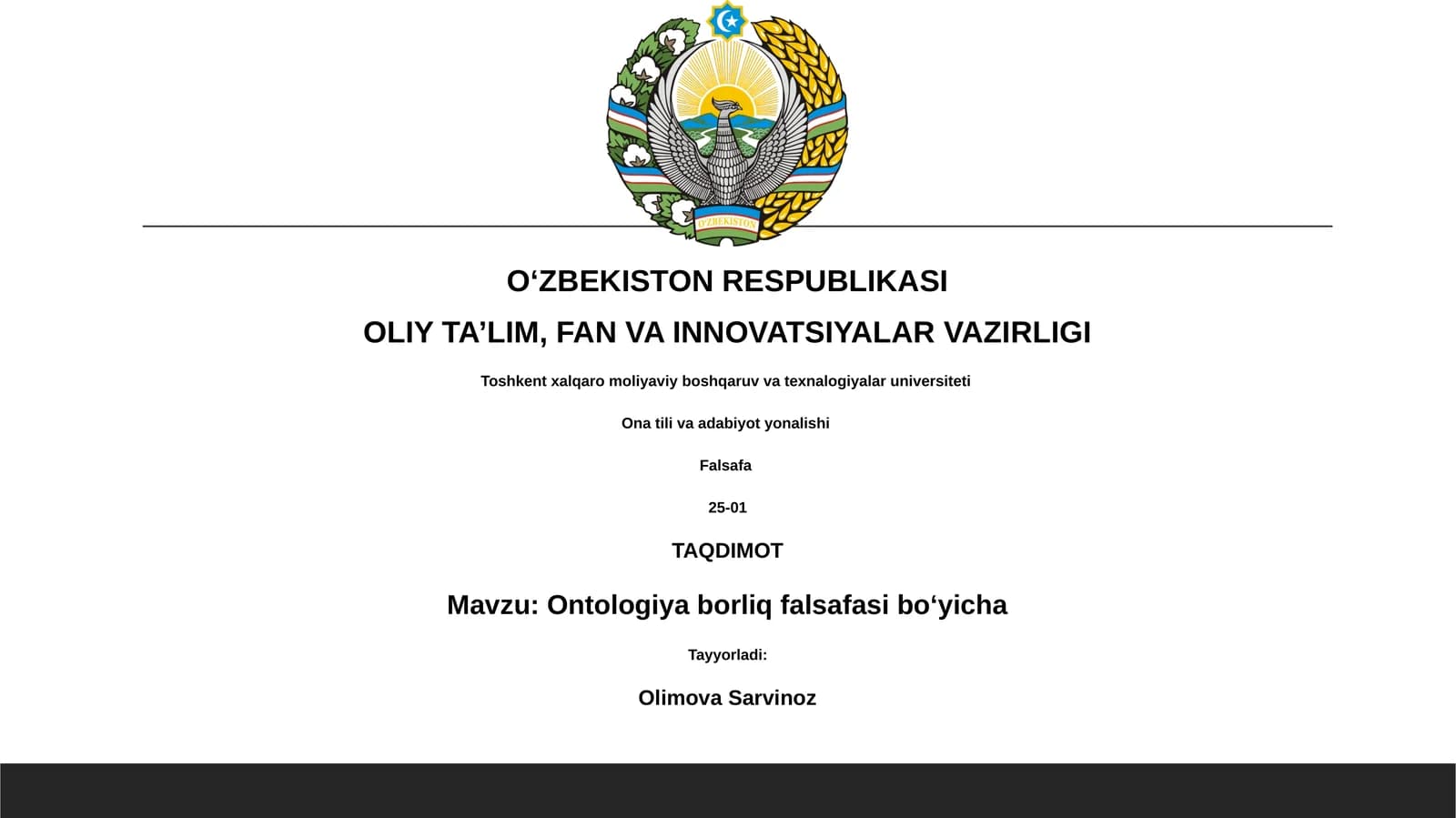 Ontologiya borliq falsafasi boʻyicha