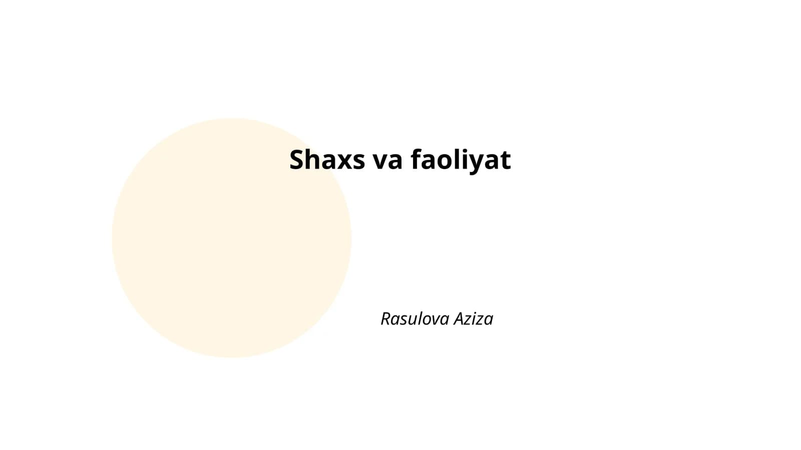 Shaxs va faoliyat