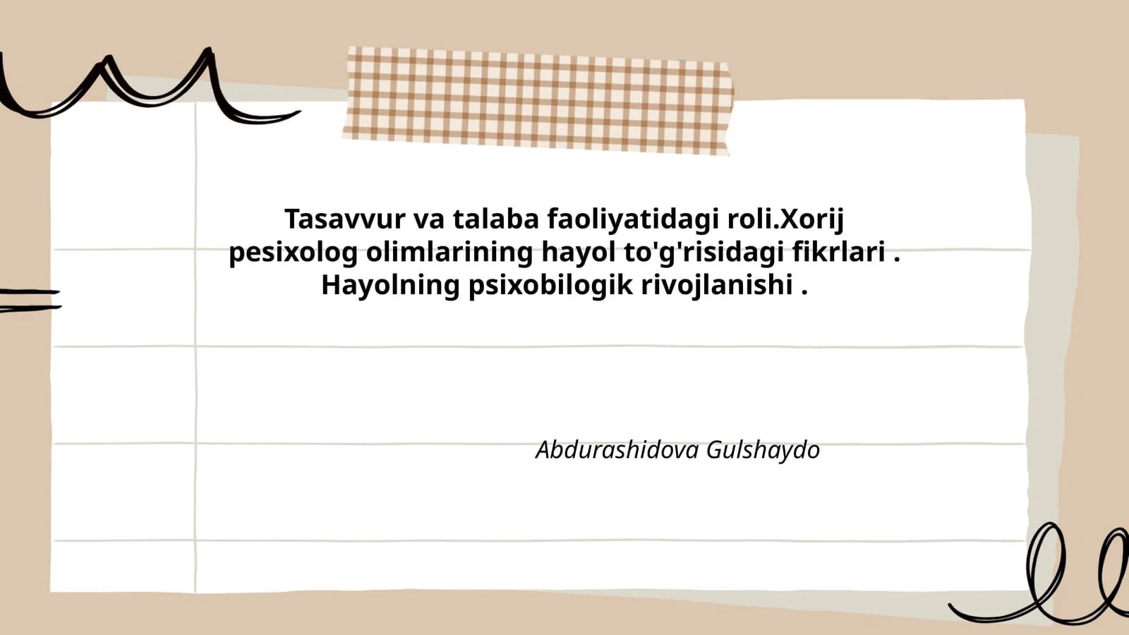 Tasavvur va talaba faoliyatidagi roli