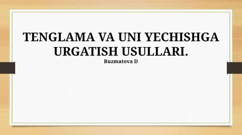Tangaloqni O‘qitish Metodlari