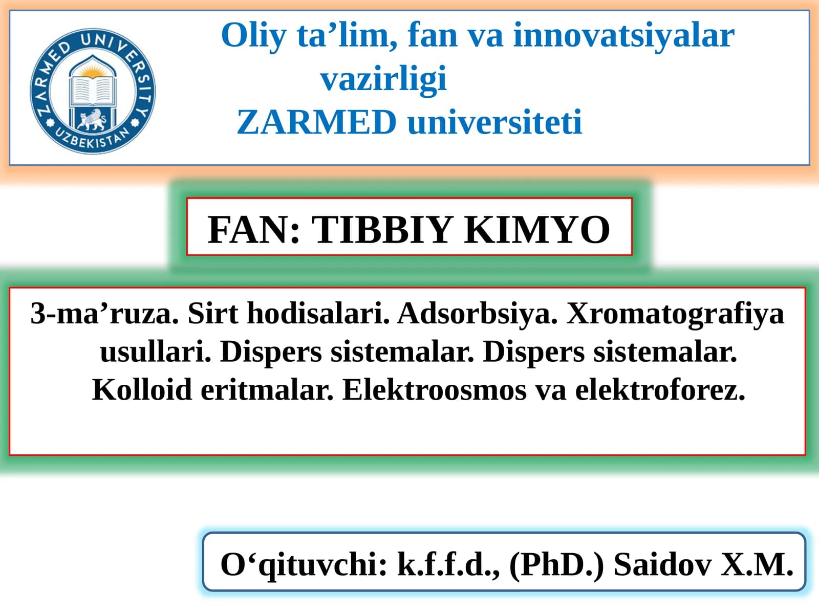TIBBIY KIMYO
