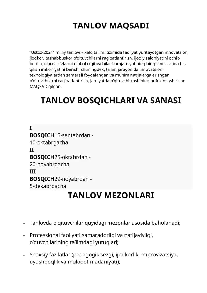 “Ustoz-2021” milliy tanlovi