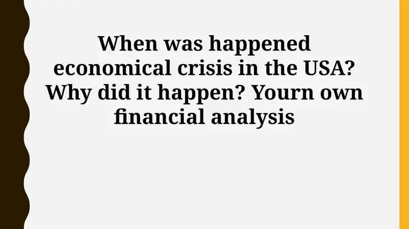 US Economic Crises: History and Causes