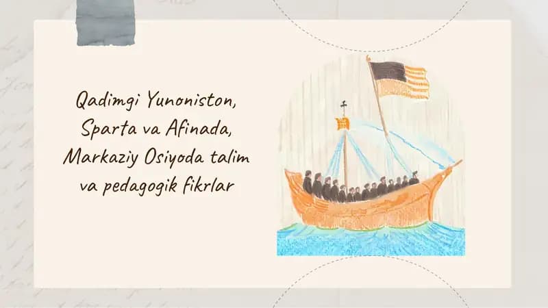Qadimgi Yunoniston, Sparta va Afinada, Markaziy Osiyoda talim va pedagogik fikrlar