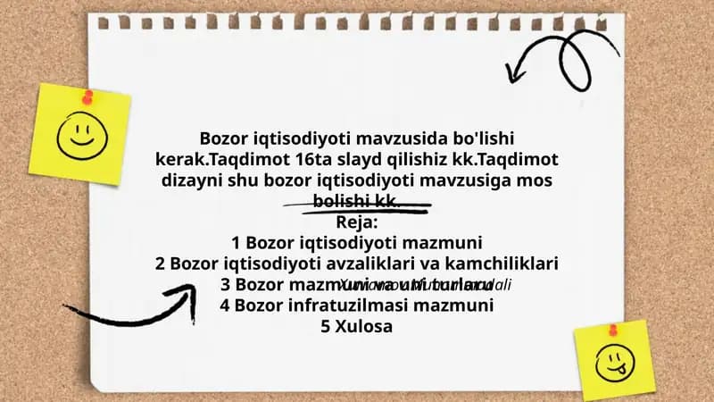 Bozor iqtisodiyoti mavzusida bo'lishi kerak