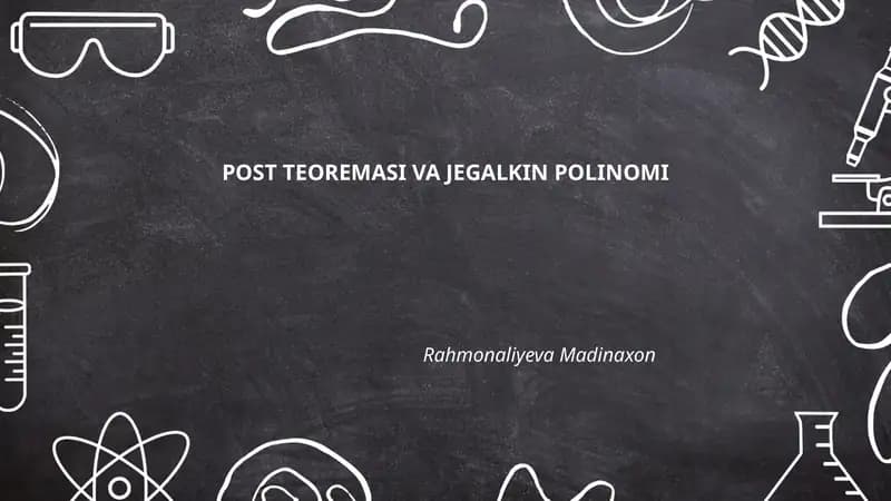 Post teoremasi va jegalkin polinomi