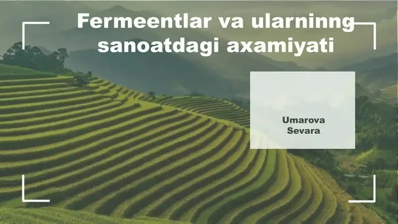 Fermeentlarvaularninngsanoatdagiaxamiyati