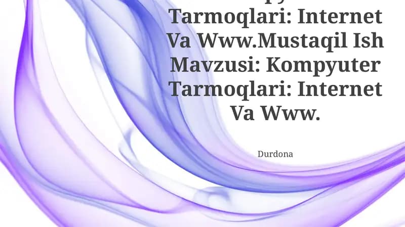 Kompyuter Tarmoqlari: Internet Va Www