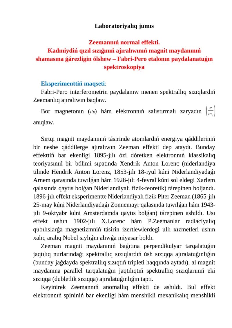 Zeeman Effekti