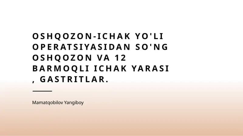 Oshqozon Ichak kasalliklari.