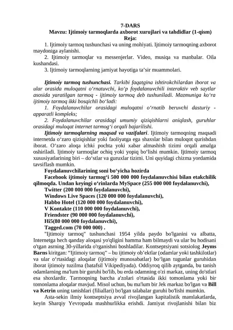 Ijtimoiy tarmoqlarda axborot xurujlari va tahdidlar (1-qism)