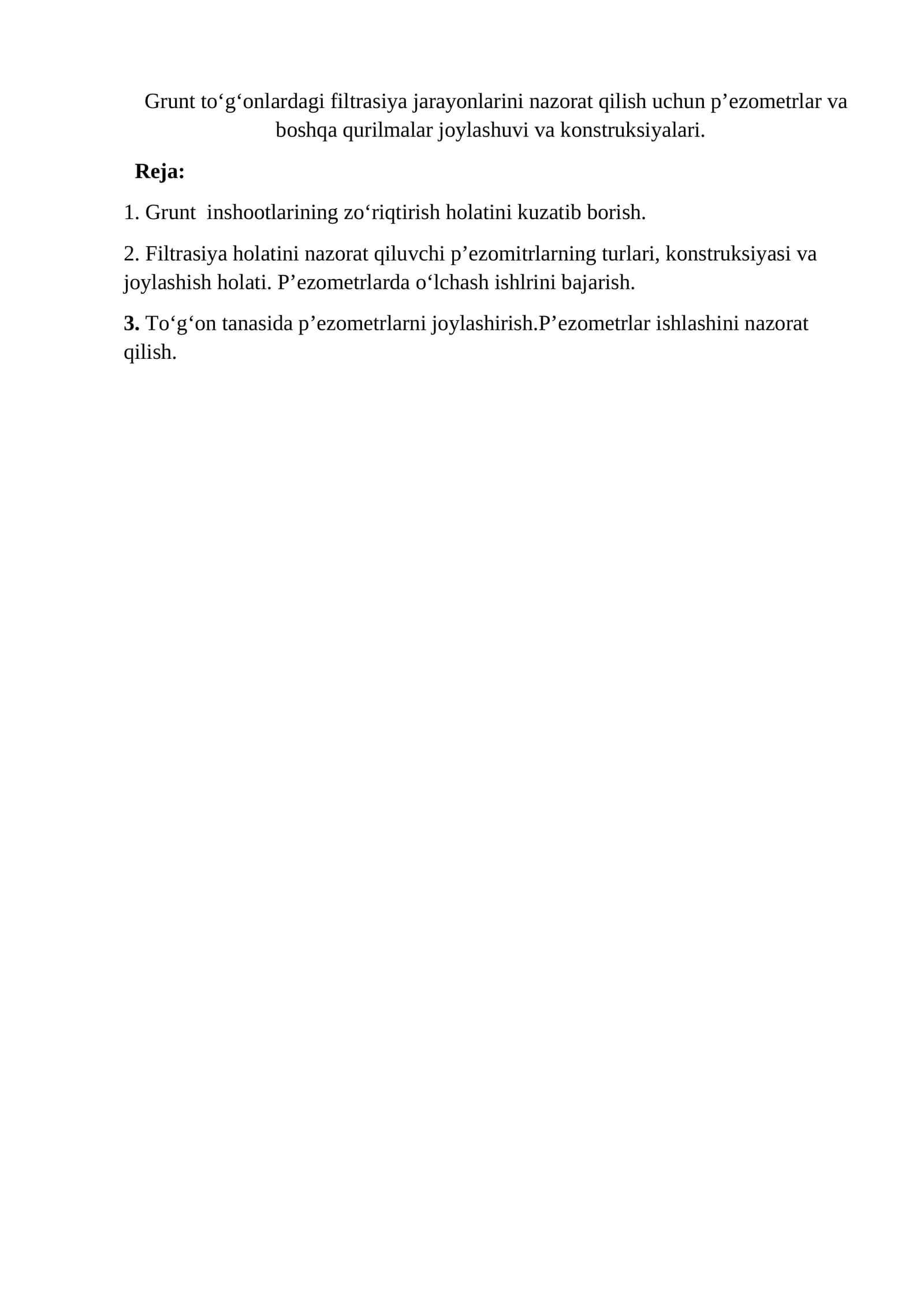 Grunt inshootlarining zo‘riqtirish holatini kuzatib borish