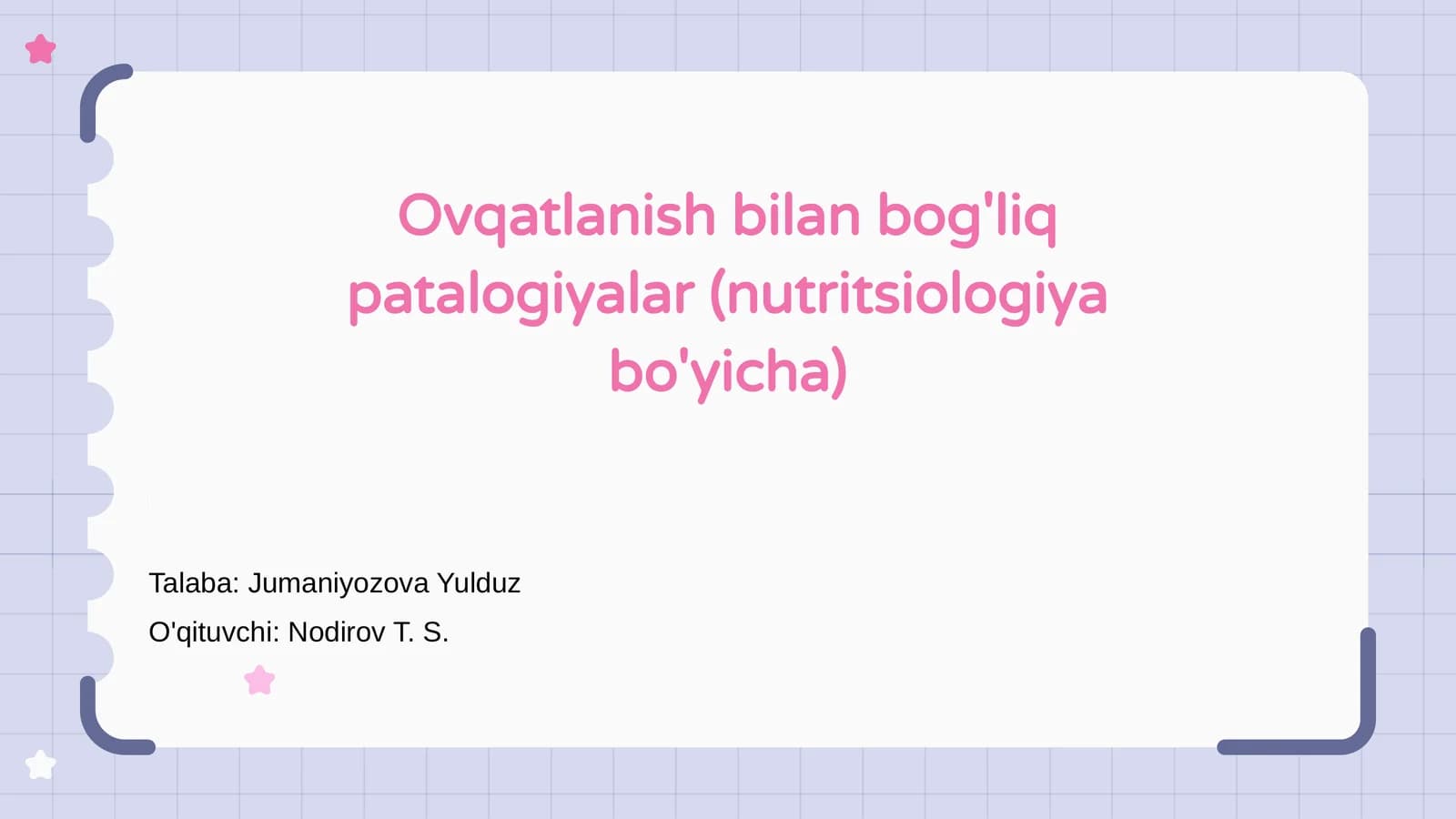 Ovqatlanish bilan bog'liq patalogiyalar (nutritsiologiya bo'yicha)