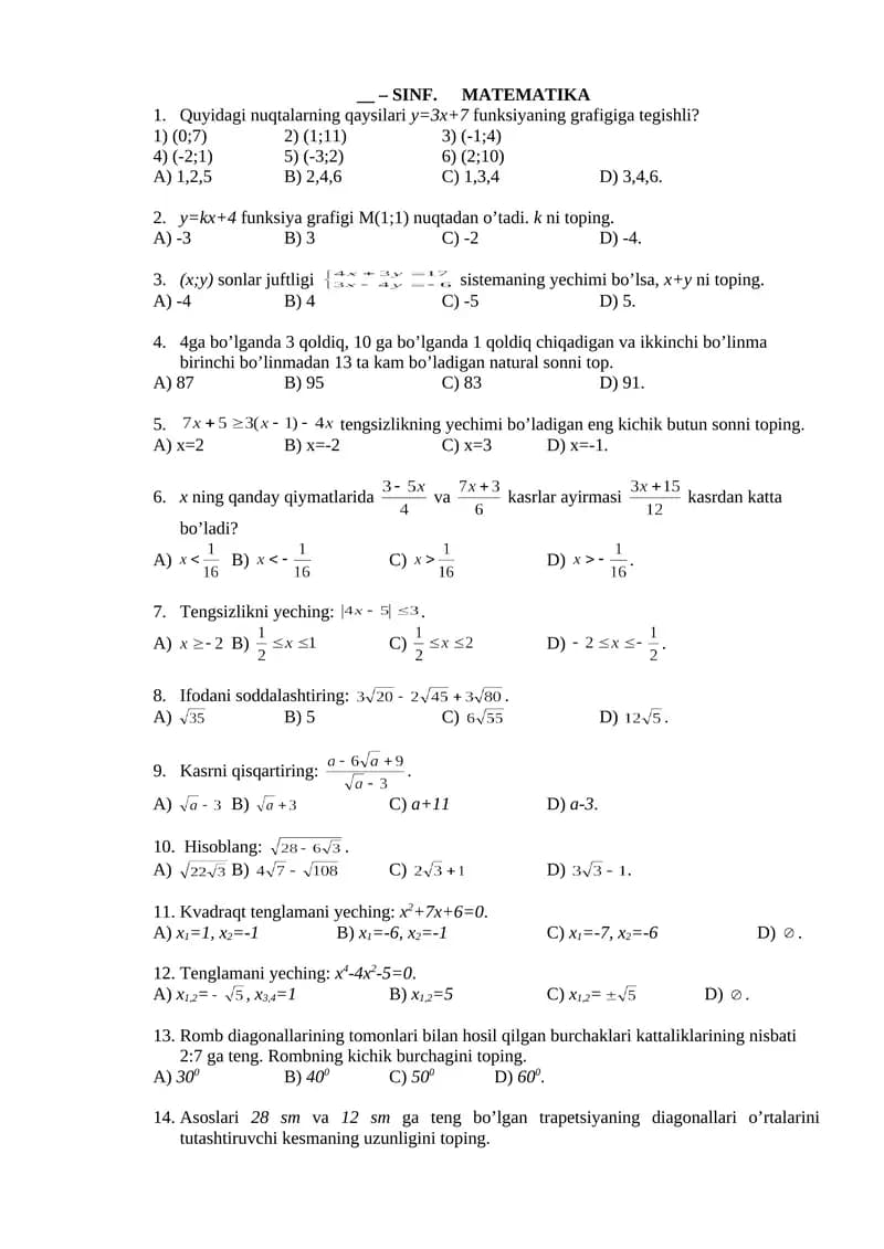 8-SINF MATEMATIKA