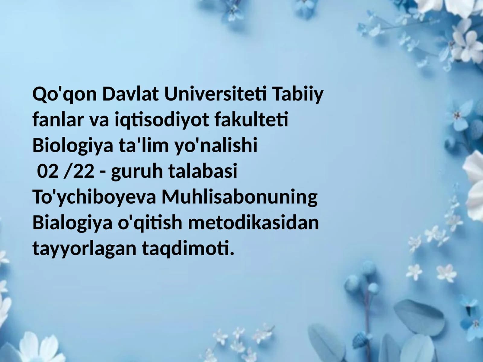 BIOLOGIYA FANIDAN TERMINOLOGIK LUG‘AT TUZISH