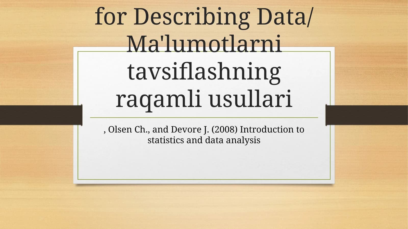 Ma'lumotlarni tavsiflashning raqamli usullari