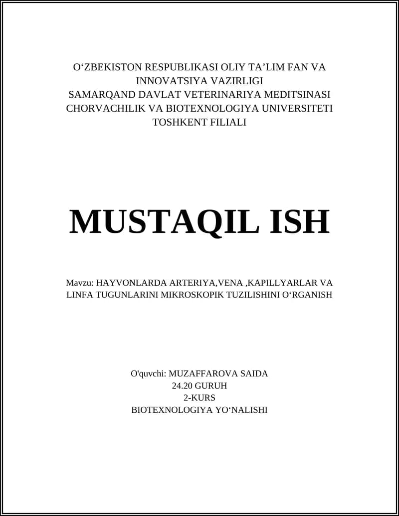 Arteriyalar devorining mikroskopik qatlamlari