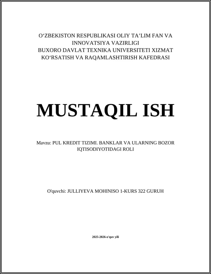 PUL KREDIT TIZIMI