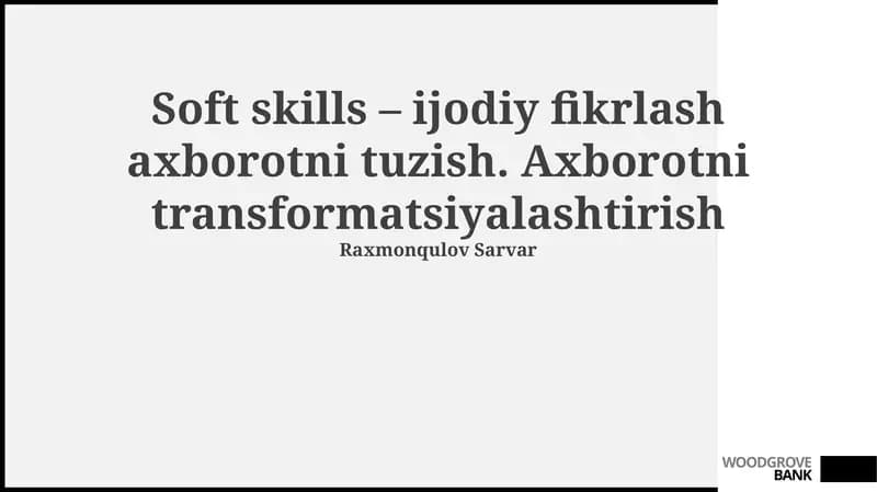 Ijodiy fikrlash axborotni tuzish