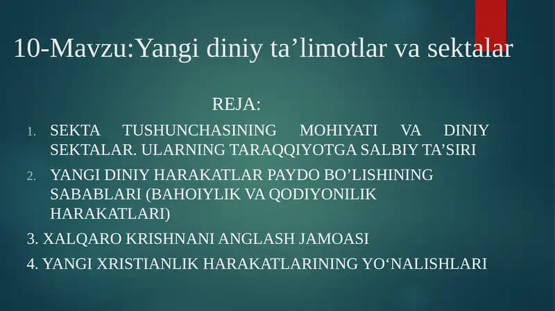 Yangidiniy ta’limotlar va sektalar