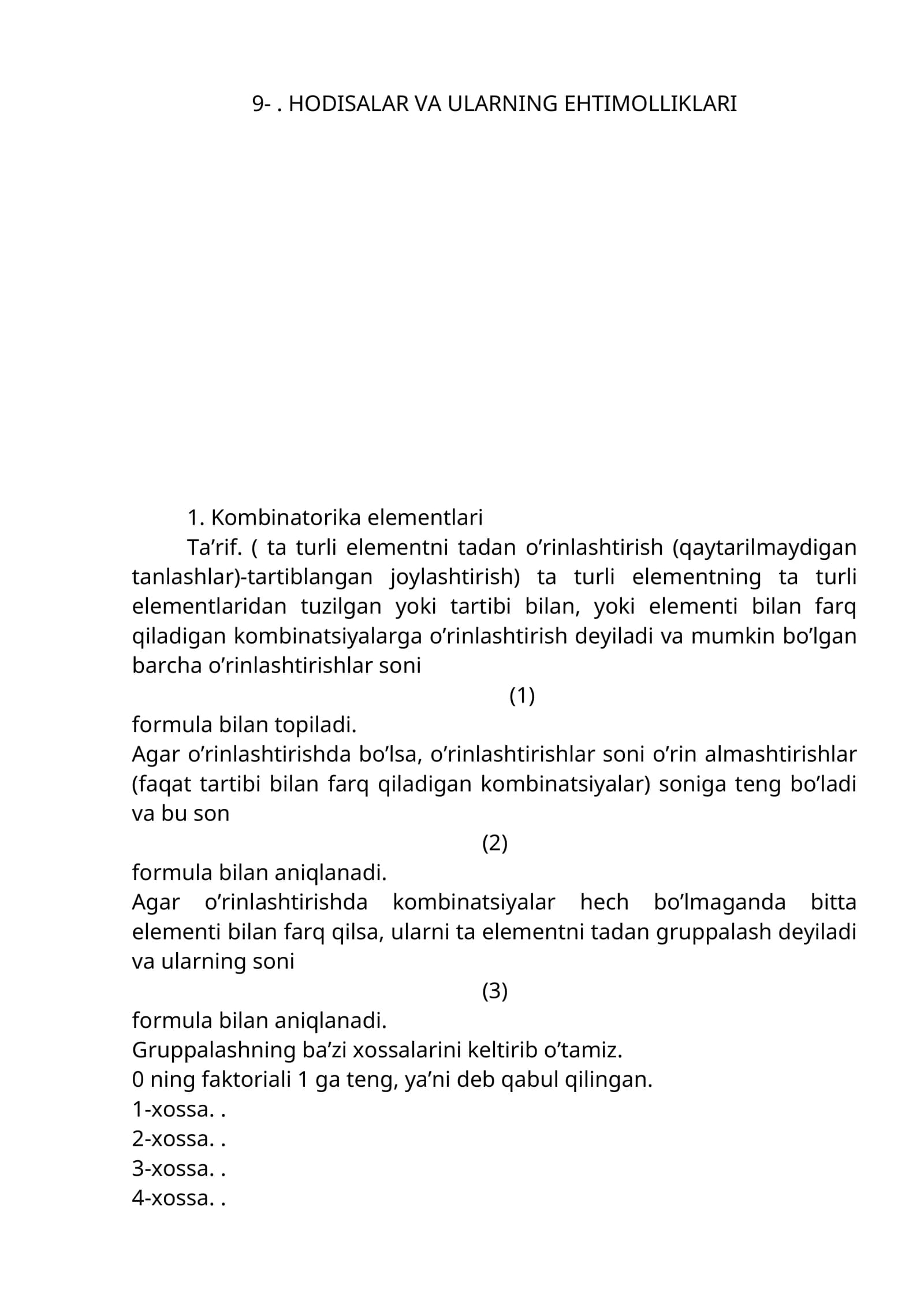 HODISALAR VA ULARNING EHTIMOLLIKLARI