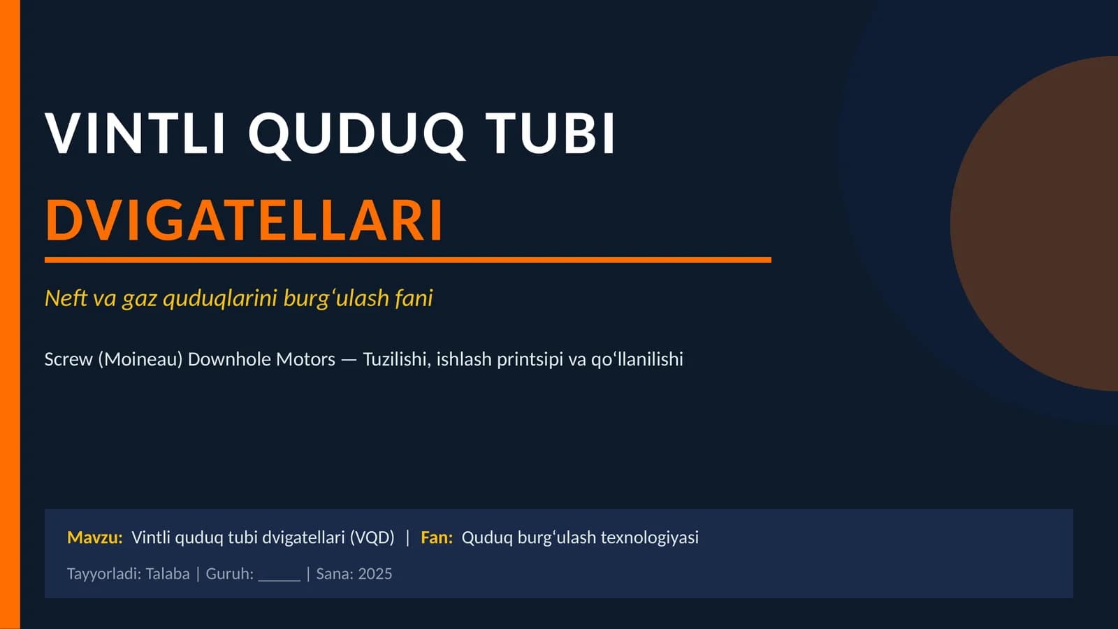 Vintli quduq tubi dvigatellari taqdimot