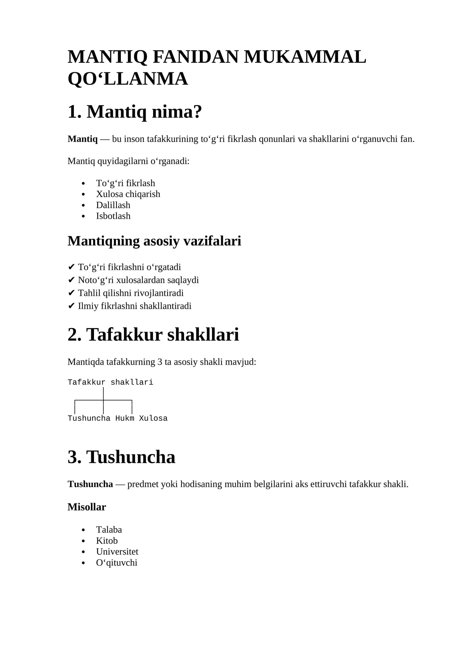 Mantiq fanidan mukammal qo‘llanma