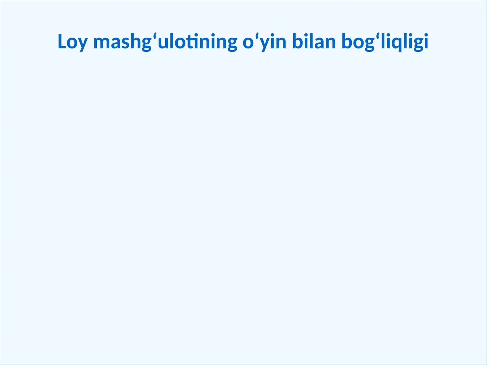 Loy mashg‘ulotining o‘yin bilan bog‘liqligi