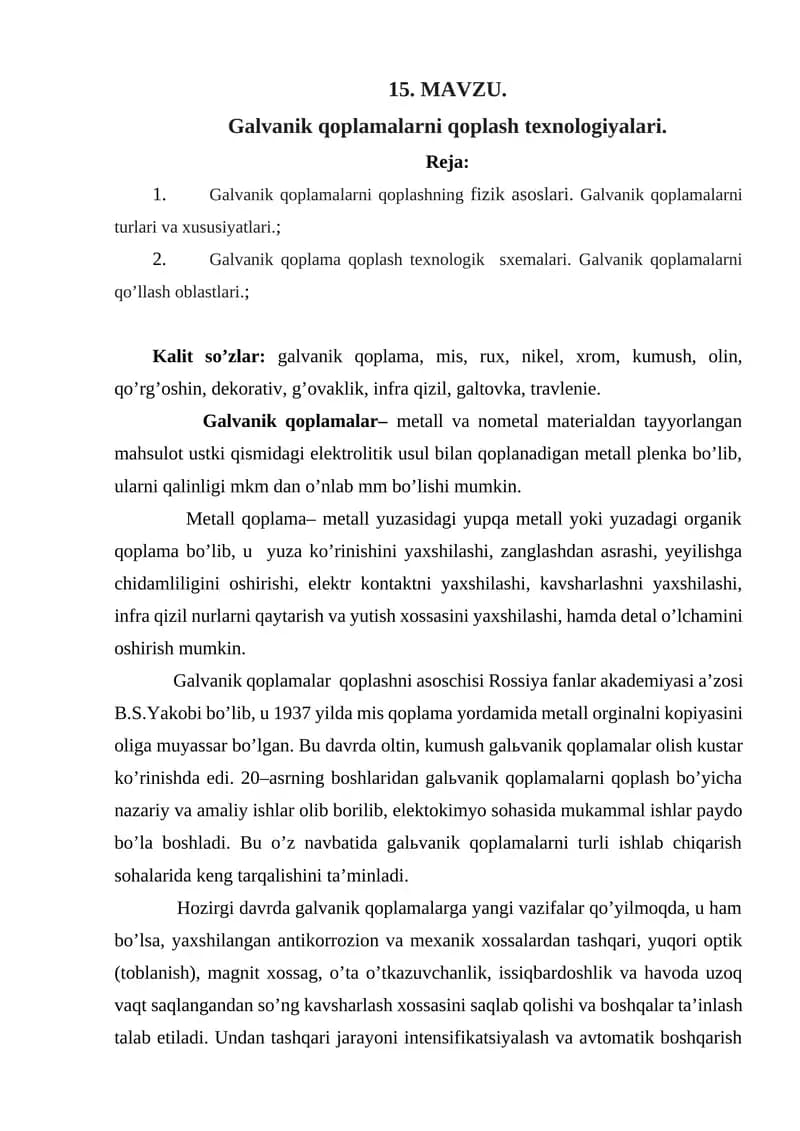 Galvanik qoplamalarni qoplash texnologiyalari