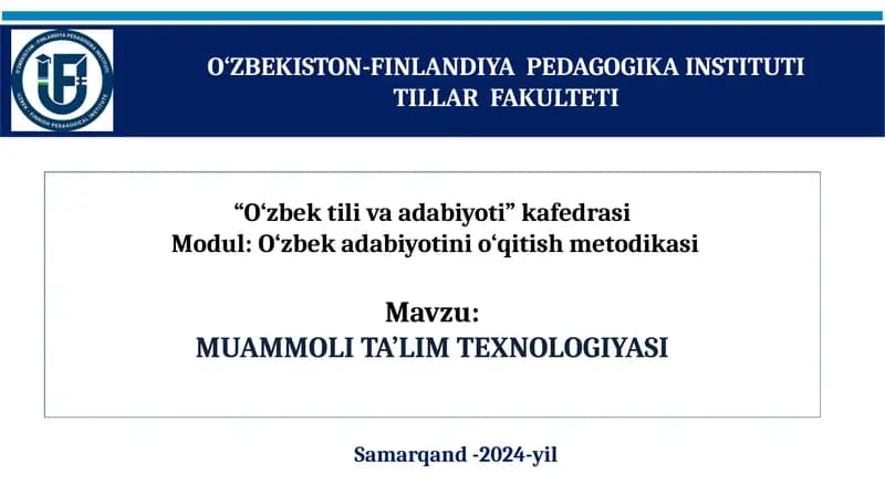 Muammoli ta'lim texnologiyasi