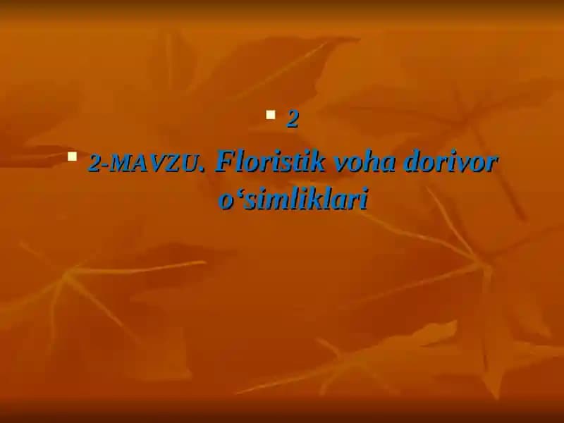 Floristik voha dorivor o‘simliklari