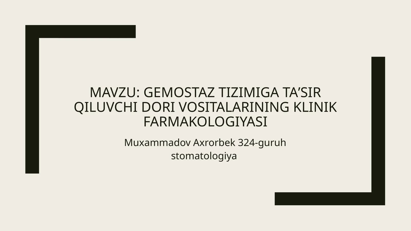 Gemostaztizimigataʼsirqiluvchi dori vositalarining klinik farmakologiyasi