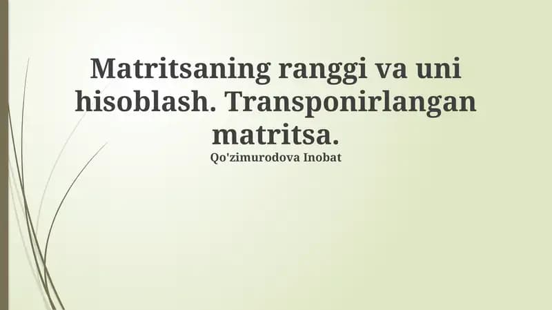 Matritsaning ranggi va uni hisoblash. Transponirlangan matritsa