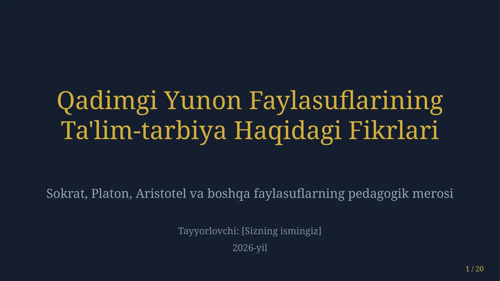 Qadimgi yunon faylasuflarining taʼlim-tarbiya haqidagi fikrlari
