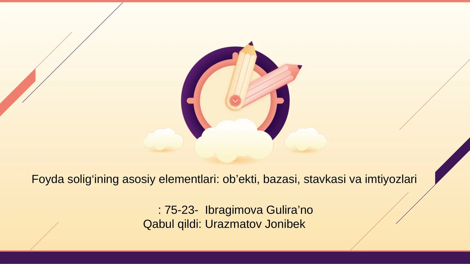 Foyda solig‘ining asosiy elementlari: ob’ekti, bazasi, stavkasi va imtiyozlari