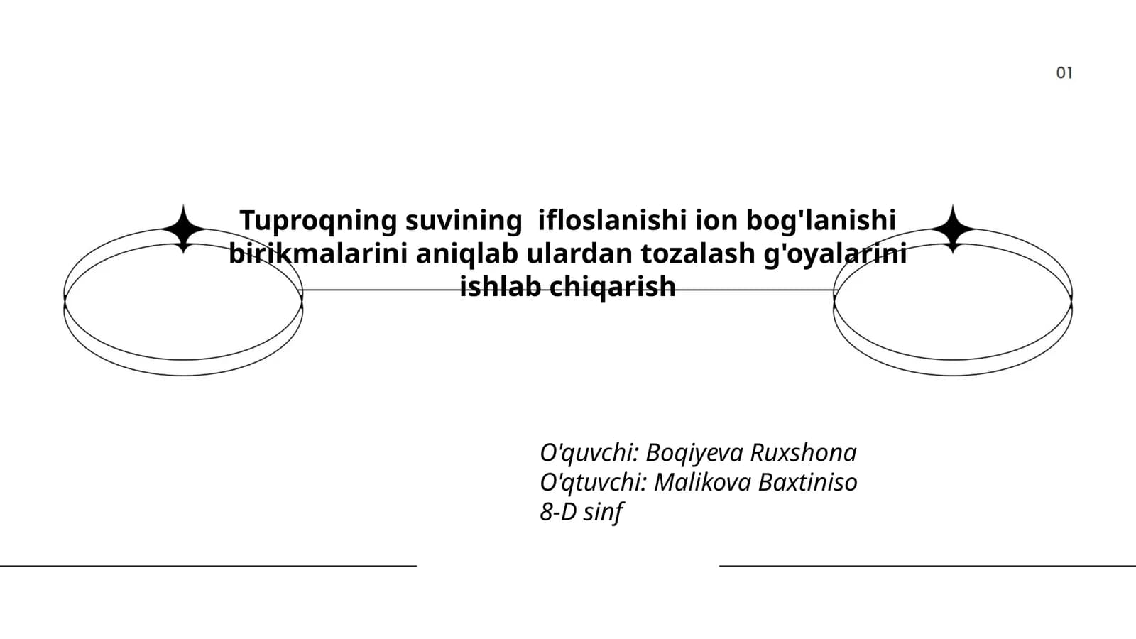 Tuproqning suvining ifloslanishi ion bog'lanishi birikmalarini aniqlab ulardan tozalash g'oyalarini ishlab chiqarish