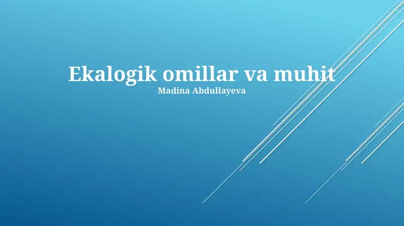 Ekalogik omillar va muhit